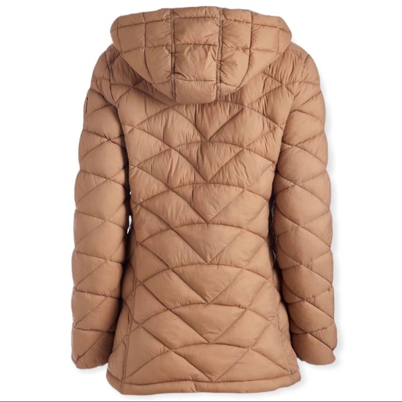 REEBOK Puffer Coat Toffee Glacier Shield Hooded Quilted Lightweight Packable - Picture 4 of 6
